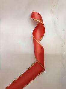 1 PC Multicolor Gift Wrapping DIY Crafts Bow Making Hair Accessories Double Gold Edge Satin Ribbon Wedding Party Holiday Decoration Supplies Handmade Material Event Decor Ribbons - red - View 10