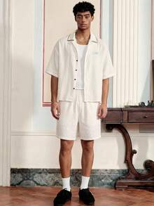 Manfinity Unisex Men's Fashion Short Sleeve Shirt Set, Spring/Summer - White - View 2