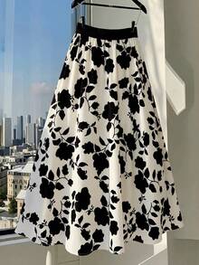 GlowEve CURVE Large-Sized Woven Printed Vacation And Casual A-Line Summer Skirt - Apricot - View 2