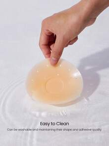 GLOWMODE 1 Pack Silicone Thin Seamless Adhesive Edge Non-Adhesive Center Reusable Nipple Covers Pasties Daily Casual Wear - Vanilla - View 4