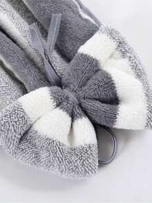 3pcs/Pack Coral Fleece Creative Striped Bow Soft Absorbent Hand Towels With Hanging Loop Dish Cloths Kitchen Towel - Multicolor - View 7