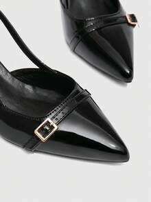 CUCCOO BIZCHIC Women's Pointed Toe Thin High Heel All-Match Simple Versatile Work/Commute Black Pumps For Christmas Spring Shoes - Black - View 8