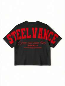 STEELVANCE Men's Casual Letter Print T-Shirt, Summer - Multicolor - View 2
