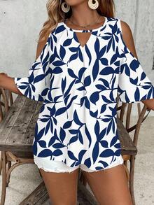 SHEIN VCAY Casual Minimalist All-Over Print Plus Size Shirt, Retro Printed Pattern - Multicolor - View 6