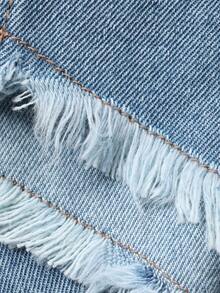 DAZY High Waist Raw Trim Wide Leg Jeans - Medium Wash - View 8