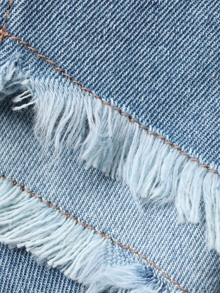 High Waist Raw Trim Wide Leg Jeans