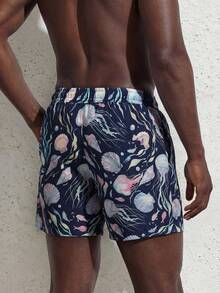 Manfinity Swimmode Men's Casual Ocean Creature Print Beach Shorts - Multicolor - View 2