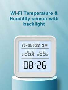 Teckwe 涂鸦 Wi-Fi 温湿度传感器 | 温湿度计，支持 App 远程控制，兼容 SmartLife，集成 Alexa 语音助手，智能家居背光，桌面级 ABS 材质（客户需自行准备三节 AAA 干电池。） - 多色 - 查看 8