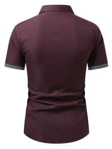 Manfinity Mode Men's Casual Streetwear Short Sleeve Shirt, Summer Shirt, Formal - Chocolate Brown - View 3