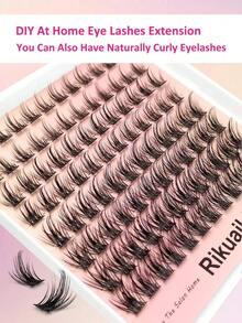 96 Pcs D Curl Lash Clusters Natural Look Individual Lashes Soft Fluffy Volume DIY Lash Extensions Kit For Home Use Eye Enlargement - D - View 3
