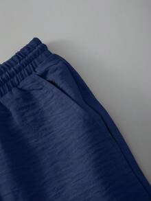 Manfinity Homme 男士休闲短袖衬衫和裤子套装 - 寶藍色 - 查看 3