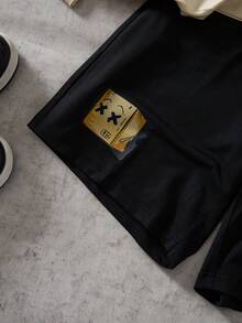 Coolqubz 2件套休闲卡通人物印花T恤套装，适合青少年男孩日常通勤和运动穿着 - 卡其色 - 查看 7