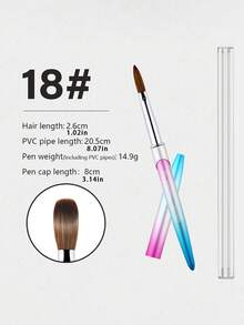 Bút vẽ móng nghệ thuật đầu tròn bằng lông chồn và cọ khắc móng bằng kim loại. - Màu xanh bột Gradient - Xem 3