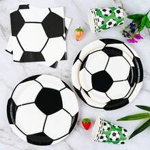 Bộ đồ dùng tiệc dùng một lần hình quả bóng đá màu xanh lá cây gồm đĩa, khăn ăn và cốc giấy, phục vụ 24 khách. Bộ đồ dùng tiệc bằng giấy dùng một lần này phù hợp cho sinh nhật, đám cưới, tiệc theo chủ đề và dã ngoại gia đình. - Xem 4