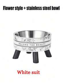 1 pieza Comedero elevado para mascotas, Tazón de acero inoxidable para comida y agua de perro/gato, Diseño amigable para el cuello - Multicolor - Ver 19