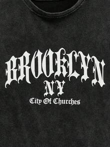 Modcrash Hemo, Men's Street Graphic Tank Top, Slightly Stretchy Washed Black Crew Neck Casual Tank Top For Daily Wear - Black - View 4