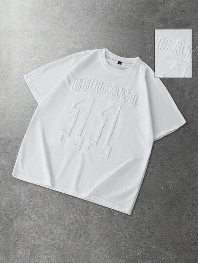 ROMWE MEN Áo thun nam tay ngắn in họa tiết, thích hợp cho mùa xuân và mùa hè.