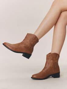 Styleloop 女士踝靴，棕色，焦糖色，波西米亚风，复古美式，波西米亚西部靴，科切拉音乐节，派对装扮，度假季，旅行必备 - 深棕色 - 查看 11