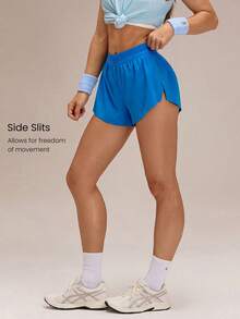GLOWMODE 2.5英寸 VitalSwift 高能量轻盈速干透气抑菌侧开衩低腰可调节短裤，适合跑步、慢跑、训练、网球、健身等运动。 - Blue Power - 查看 4