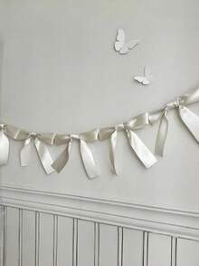1PC Elegant Ribbon Bow Garland For Birthday Party Ballet Themed Room Decoration Wedding Anniversary Gender Reveal Ceremony Party Decor Celebration Supplies - multicolor - View 7