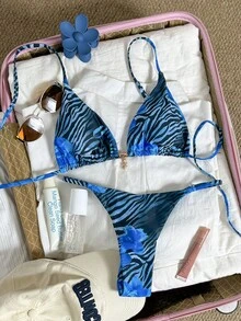 Swim Vcay 女士随机印花项链金属首饰比基尼套装，春夏款 - 彩色 - 查看 2