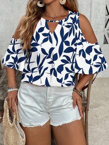 SHEIN VCAY Casual Minimalist All-Over Print Plus Size Shirt, Retro Printed Pattern - Multicolor - View 3