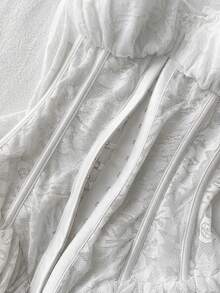 Attitoon Vestido mini asimétrico de mujer con corsé de encaje y estilo retro casual, adecuado para Y2K - Blanco - Ver 6