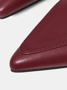 Mnmlis Women's Pointed Toe Metal Decor Fashionable Elegant High Heel Mules - Burgundy - View 4