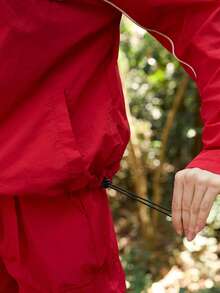 Exploreva Women's Casual Windbreaker Jacket - Red - View 7