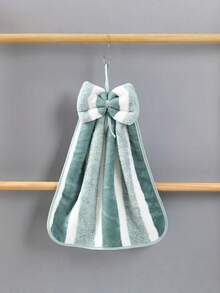 3pcs/Pack Coral Fleece Creative Striped Bow Soft Absorbent Hand Towels With Hanging Loop Dish Cloths Kitchen Towel - Multicolor - View 4