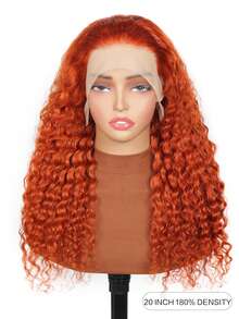 13X4 Transparent Lace Ginger Orange Deep Wave Lace Front Wigs This Wig For Women Features 180% Density Pre-Plucked Baby Hair And Offers A Curly Wet And Wavy Style - S350 - View 3