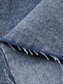 DAZY Women's Summer Casual Slant Pocket Frayed Denim Bib Pants - Blue - View 8