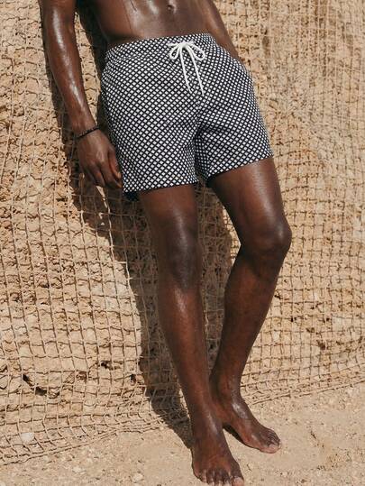 ZELFYO Men's Summer Holiday Plaid Drawstring Waist Beach Shorts, Hawaiian