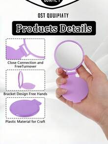 1/5/10/50/100pcs Handheld Small Mirror, Portable Makeup Mirror For Bags, Essential Travel Item, Dorm Room Makeup Mirror For Students - Mauve Purple - View 4