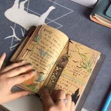 1 pieza Cuaderno de encuadernación creativa con marcador de metal, incluye papel kraft + papel cuadriculado + bolsa de almacenamiento de PVC, adecuado para diarios, diario de viaje vintage portátil, papelería estudiantil - Multicolor - Ver 9