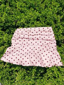 Comfortcana 夏季波点褶皱 A 字迷你裙 - 粉色 - 查看 7