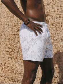Palasendo Men's Front Lace-Up Pocket All-Over Print Casual Beach Shorts,Hawaiian - White - View 5