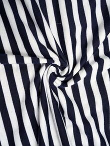 Miaspire Robe midi d'été décontractée pour femmes grandes tailles, à rayures et patchwork, manches courtes - Bleu marine - Voir 7