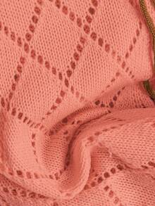 Franclia Áo len chui đầu phối màu tinh tế, thắt nơ, khoét rỗng, họa tiết hoa và tua rua, thiết kế kết hợp giữa phong cách châu Âu và Mỹ. - Màu Cam san hô - Xem 6