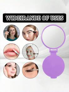 1/5/10/50/100pcs Handheld Small Mirror, Portable Makeup Mirror For Bags, Essential Travel Item, Dorm Room Makeup Mirror For Students - Mauve Purple - View 3