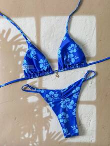 Swim Vcay 女士热带印花两件式比基尼套装，休闲度假 - 彩色 - 查看 3