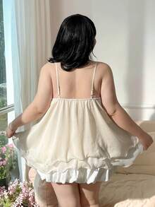CovetEZ Áo hai dây và áo tank top cỡ lớn mùa hè họa tiết hoa lãng mạn ngọt ngào dành cho kỳ nghỉ. - Màu be - Xem 9