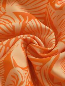 Zestiva Bộ đồ bơi liền thân không dây vai mới về dành cho nữ mùa Xuân/Hè, họa tiết hoa màu cam, phong cách ngọt ngào và ngây thơ cho kỳ nghỉ biển. - trái cam - Xem 9