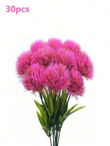 30片人造蒲公英叶塑料花，浪漫人造花塑料中心花束，适用于婚礼、房间、家居装饰、酒店派对活动、新年礼物、手持花艺摆件、情人节婚礼/家居/卧室/客厅/餐桌装饰/新娘捧花/户外花园 - 玫紅色 - 查看 11