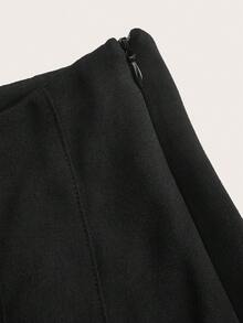 SHEIN PETITE Quần ống đứng dệt kim kiểu dáng thanh lịch, thoải mái dành cho phụ nữ nhỏ nhắn, thích hợp cho mùa xuân và mùa hè. - màu đen - Xem 3
