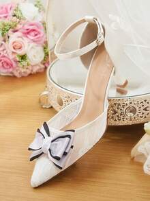 CUCCOO HITCHD Fashionable & Elegant Bow Decor Women Pumps - White - View 1