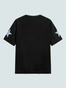 Modcrash Men's Casual Fashionable Street Printed Loose Fit Breathable Short Sleeve T-Shirt, Summer - Black - View 2