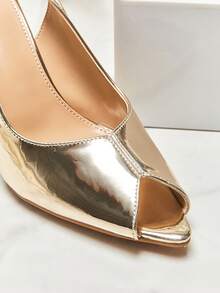 SHUZIA Ladies Peep Toe Ankle Strap Wedge Sandals - Gold - View 7