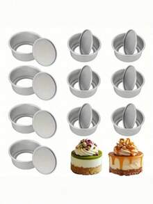 4/6pcs Round Cake Mold, Round Baking Pan, Removable Bottom, Aluminum Non-Stick Chiffon Cake Mold, Heat-Resistant, Sturdy And Durable, Suitable For Kitchen Baking Tools For Family Gatherings, Birthdays, Weddings And Mother'S Day Celebrations. - Multicolor - View 1