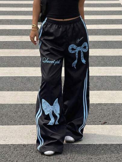 SHEIN Sparklyn Versatile Loose Casual Sports Pants, Suitable For Teens Girls Daily Commute, Leisure, Vacation, Gathering With Friends, Street Photography, All Seasons